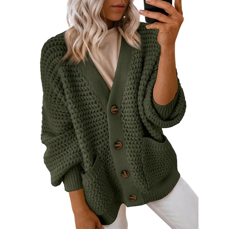 Dokotoo Women's 2024 Fashion Casual Open Front Long Sleeve Chunky Knit Cardigans Sweaters Outerwear Coats