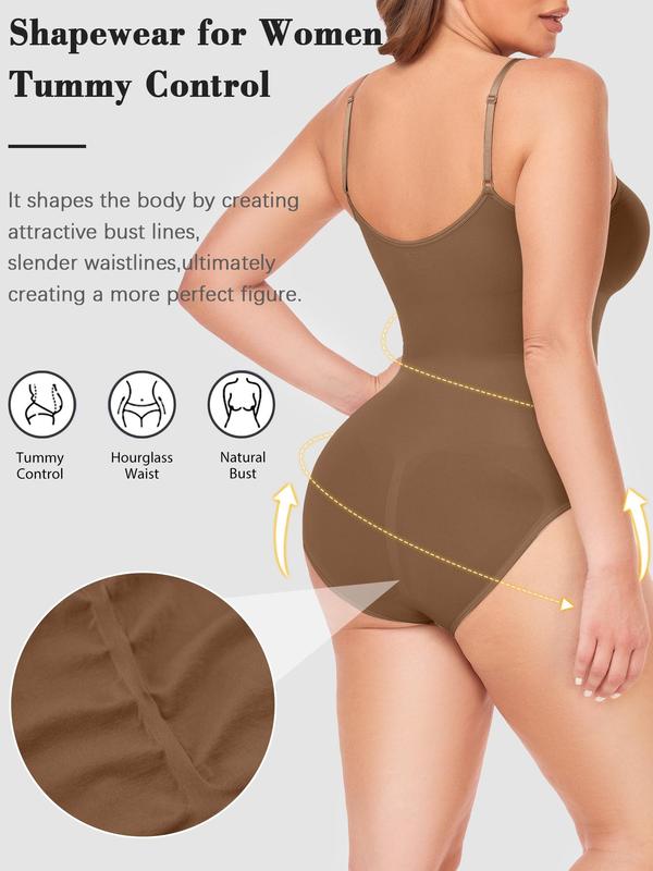 Women's Solid Backless Shapewear Bodysuit, High Stretch Seamless Shaper, Tummy Control Butt Lifting Shapewear for Daily Wear