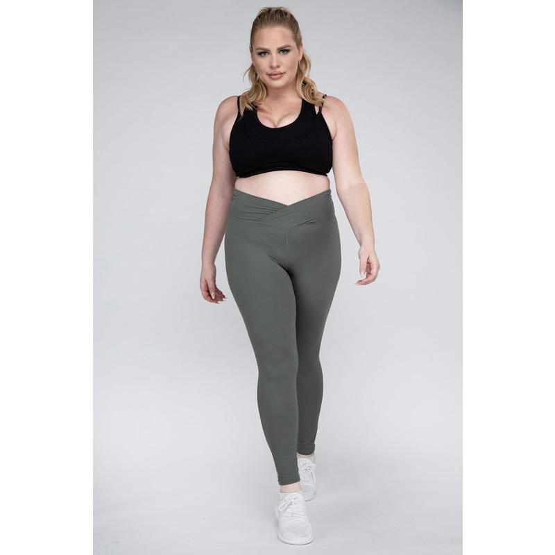 Rae Mode Plus Size V Waist Full Length Leggings