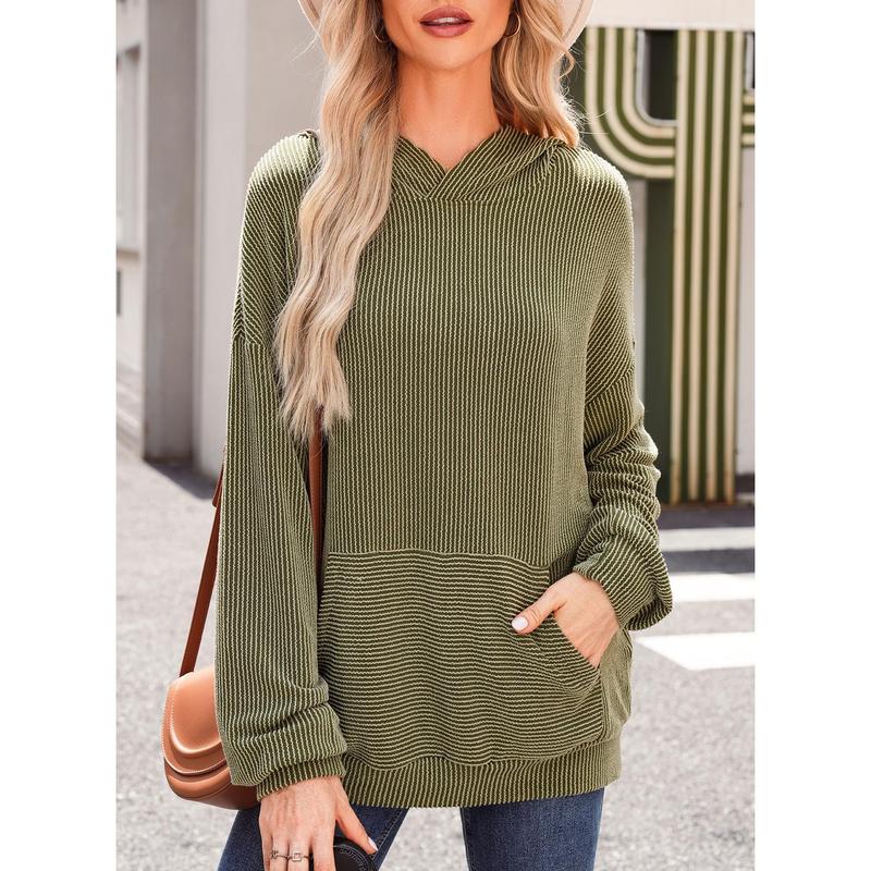 Dokotoo Women's Pullover Hoodies Sweatshirts Casual Loose Long Sleeve Ribbed Knit Shirts