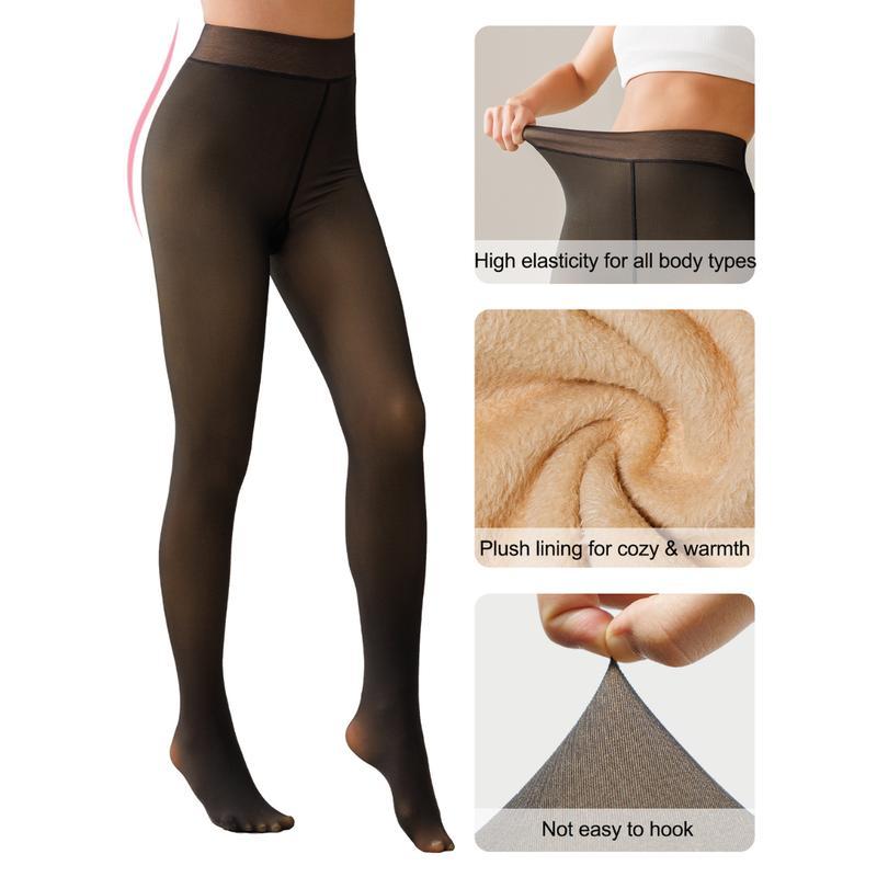 Tournesol Women's Fleece Lined Tights. Ideal thermal winter leggings. Thick yet semi-transparent. Closed foot pantyhose.