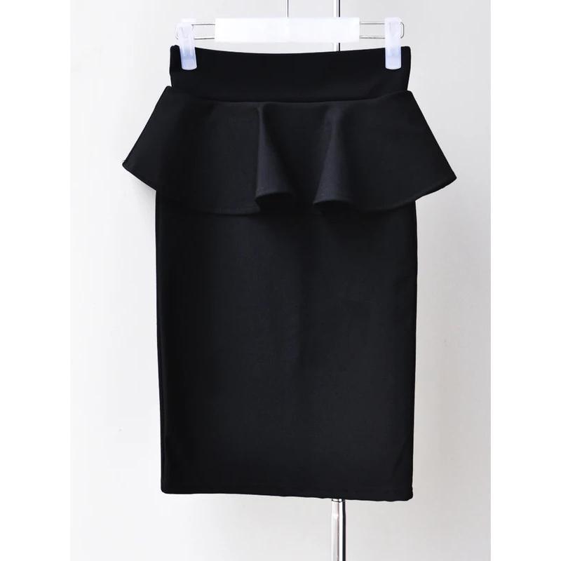 Women Ruffles Slim Stretch High Waist pencil Skirt S-5XL 2024