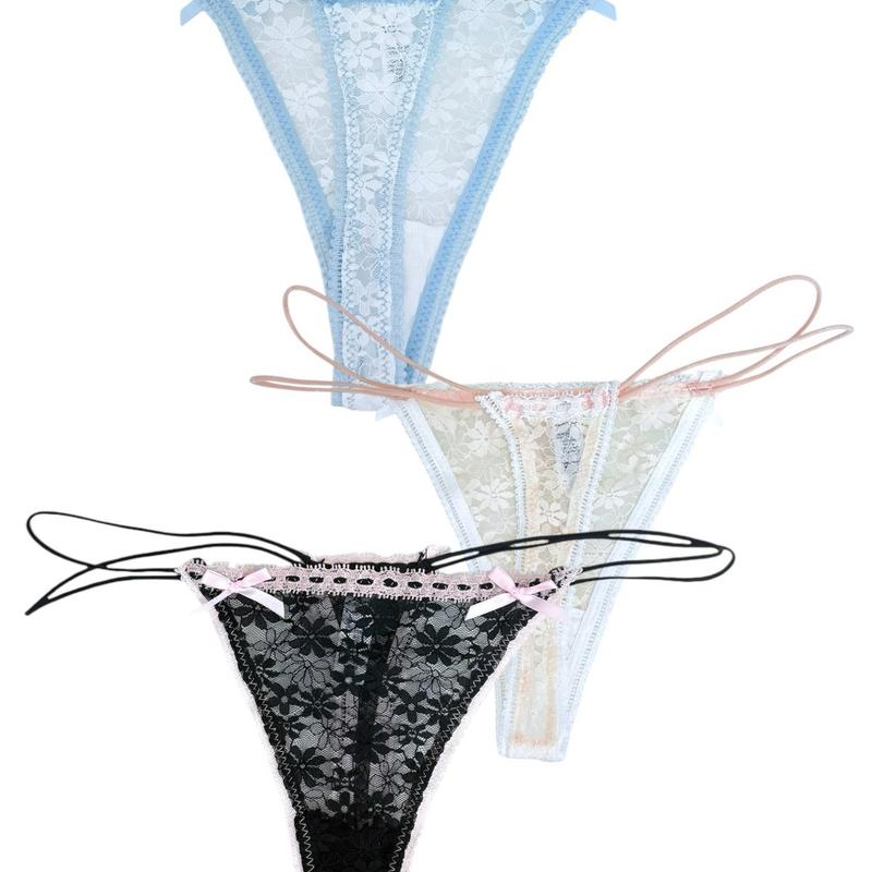 MilanBlocks Coquette Bow Lace Cute Thong for Women - Panties, Womenswear Comfort Cotton