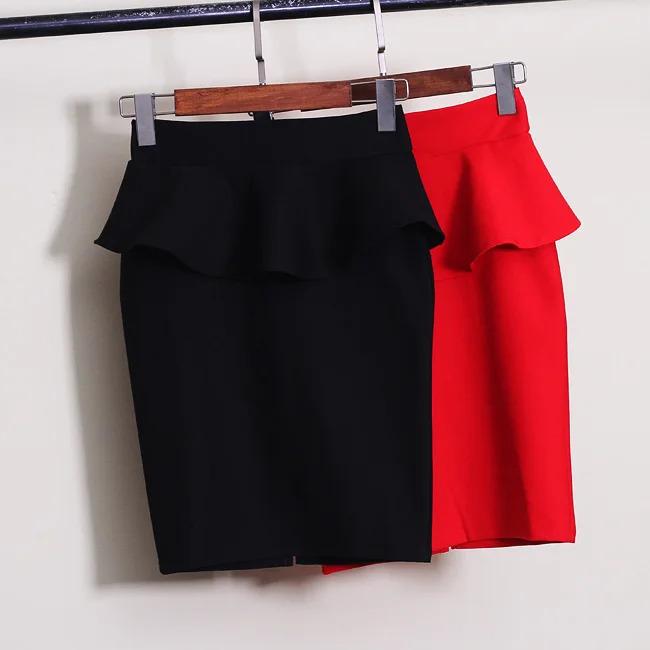 Women Ruffles Slim Stretch High Waist pencil Skirt S-5XL 2024