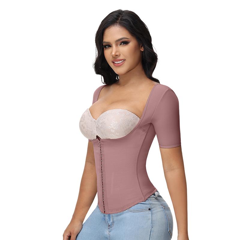 Curveshe Back Support with Sleeves Hook Eyes Control Comfort Women Shapewear Vest