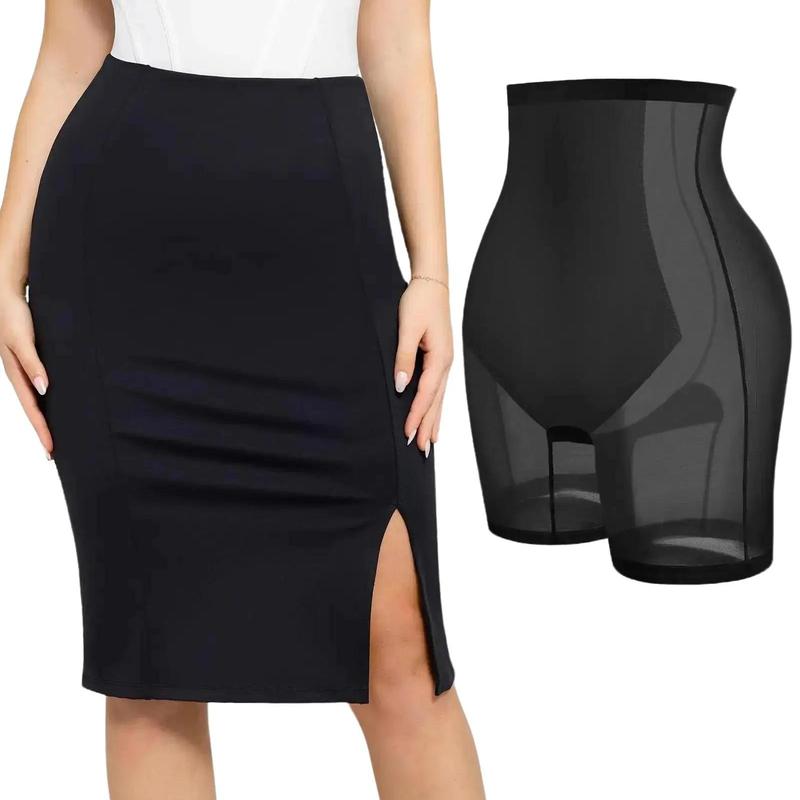 Popilush The Shapewear Skirt Workwear  Shapewear Split Midi Skirts Comfort Womenswear Clothing Mesh