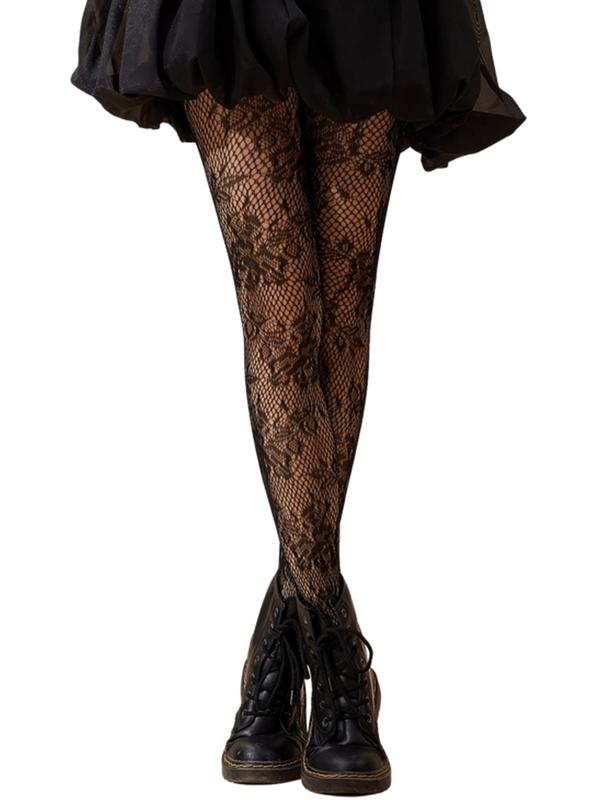 Women's Patterned Fishnet Tights High Waist Pantyhose Floral Stockings