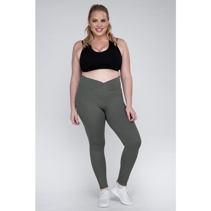 Rae Mode Plus Size V Waist Full Length Leggings