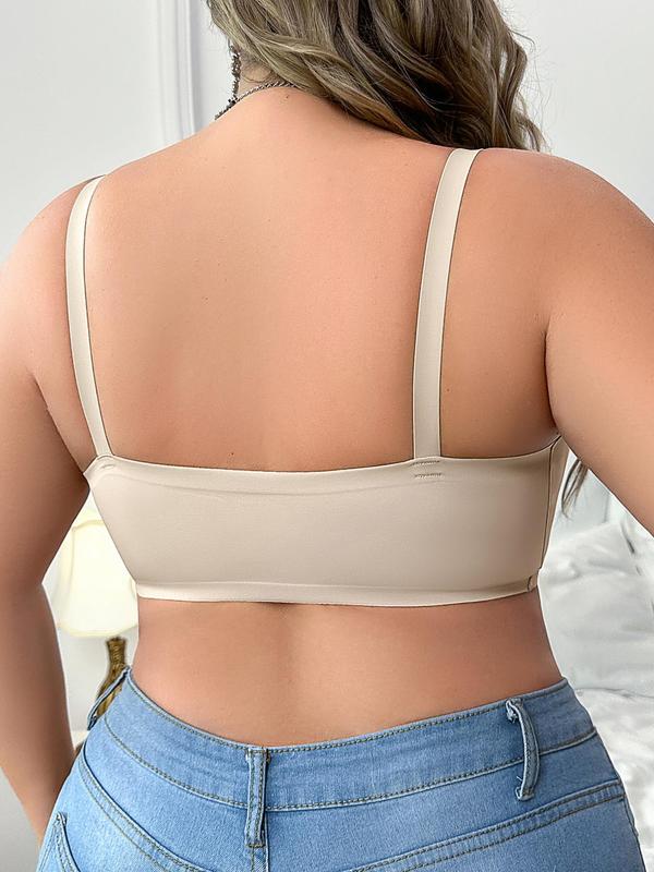 Plus Size Solid Wireless Push Up Bra, Adjustable Strap Seamless Bralette for Daily Wear, Bras for Women, Women's Plus Size Lingerie for All Seasons, 2024 Fall Wear