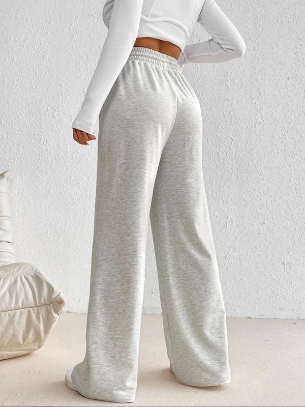 Women's Minimalist Plain Elastic High Waist Wide Leg Sweatpants, Spring Comfy Trousers for Daily Wear, Women's Bottoms for Fall & Winter, Pants for Women, Basic Womenswear, Fall Outfits