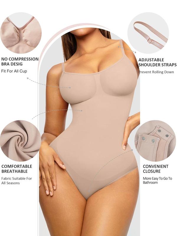 Women's Solid Backless Shapewear Bodysuit, High Stretch Seamless Shaper, Tummy Control Butt Lifting Shapewear for Daily Wear