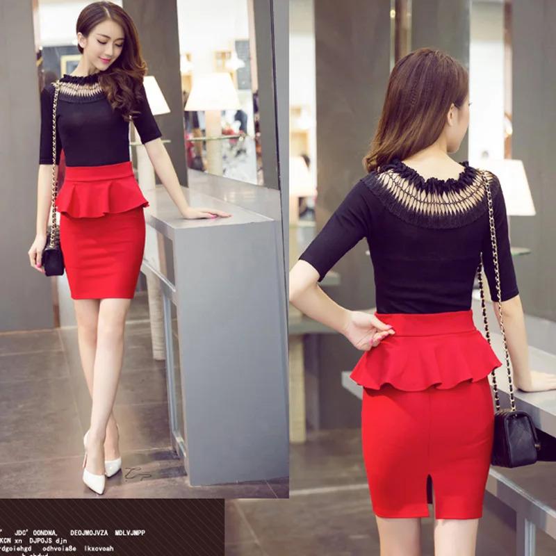 Women Ruffles Slim Stretch High Waist pencil Skirt S-5XL 2024