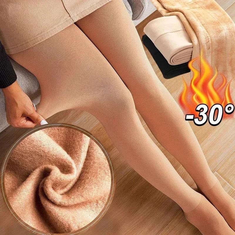 Thicken thermal tights women winter fleece velvet Thermo socks high waist elastic slim sexy translucent pantyhose tights Fit Womenswear