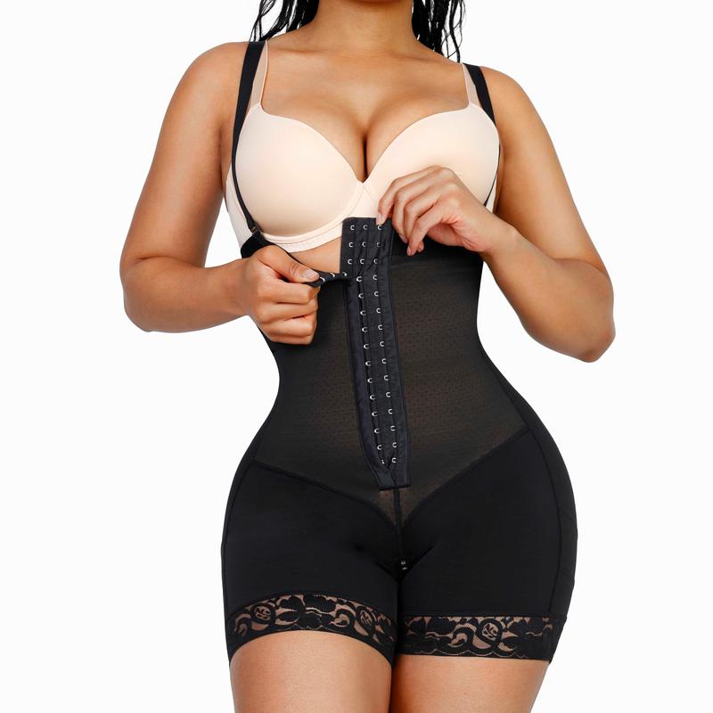 YMERCH Fajas Colombianas Shapewear for Women Tummy Control Post Surgery Compression Garment with Zipper Crotch Breathable Comfort Mesh Shaper Soft Womenswear Adjustable Detachable tummy control women's shapewear shapewear pant Fabric Lace Straps Stretchy