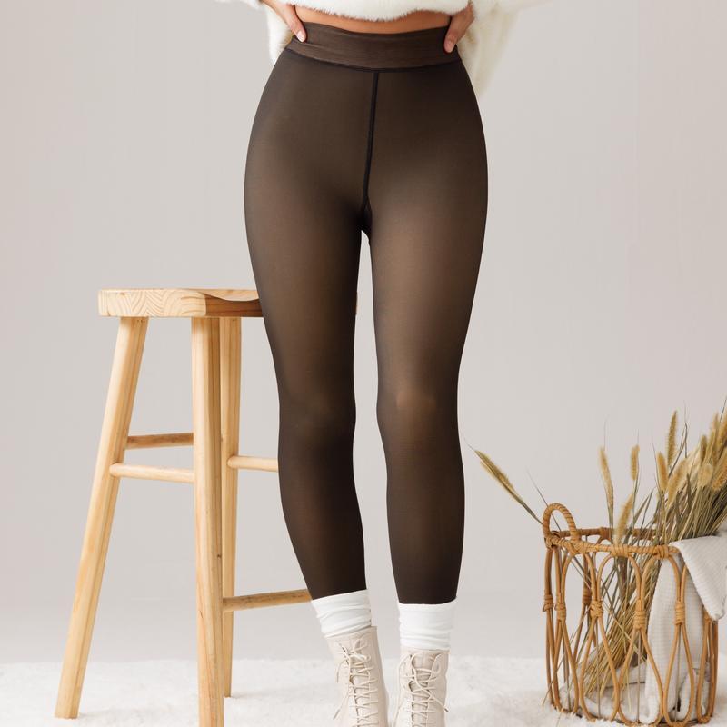 Tournesol Women's Fleece Lined Tights. Ideal thermal winter leggings. Thick yet semi-transparent. Closed foot pantyhose.