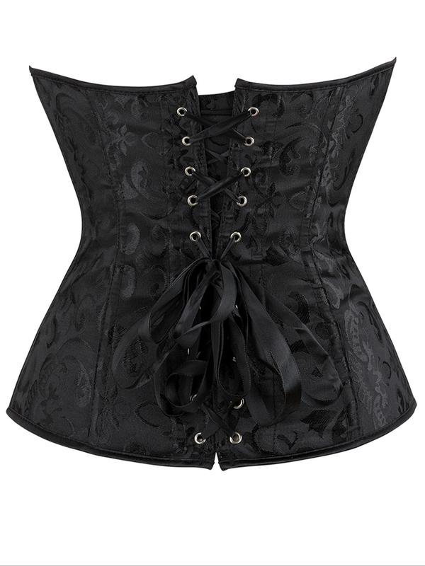 Women's Floral Print Lace Up Shapewear Tube Top, Fashionable Grommet Eyelet Corset Top for Daily Wear, Tummy Control Shaper for Women