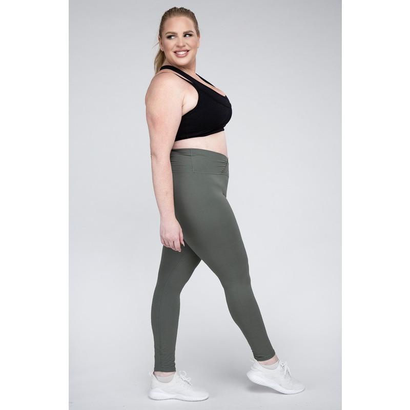 Rae Mode Plus Size V Waist Full Length Leggings