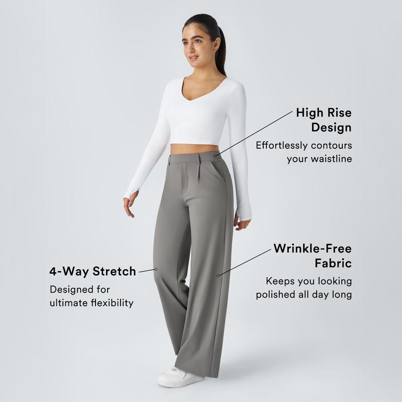 Halara Flex High Waisted Plicated Side Pocket Straight Leg Work Pants