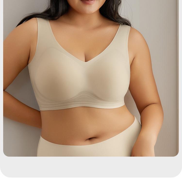 Plus Size Friendly T-shirt Bra - seamless, magic uplifting, full coverage, anti-slip, Comfortable, Soft, Womenswear, Everyday, Push Up, Spandex, Underwear, Lady, Clothing, Basic, Vneck Gamis Clothe