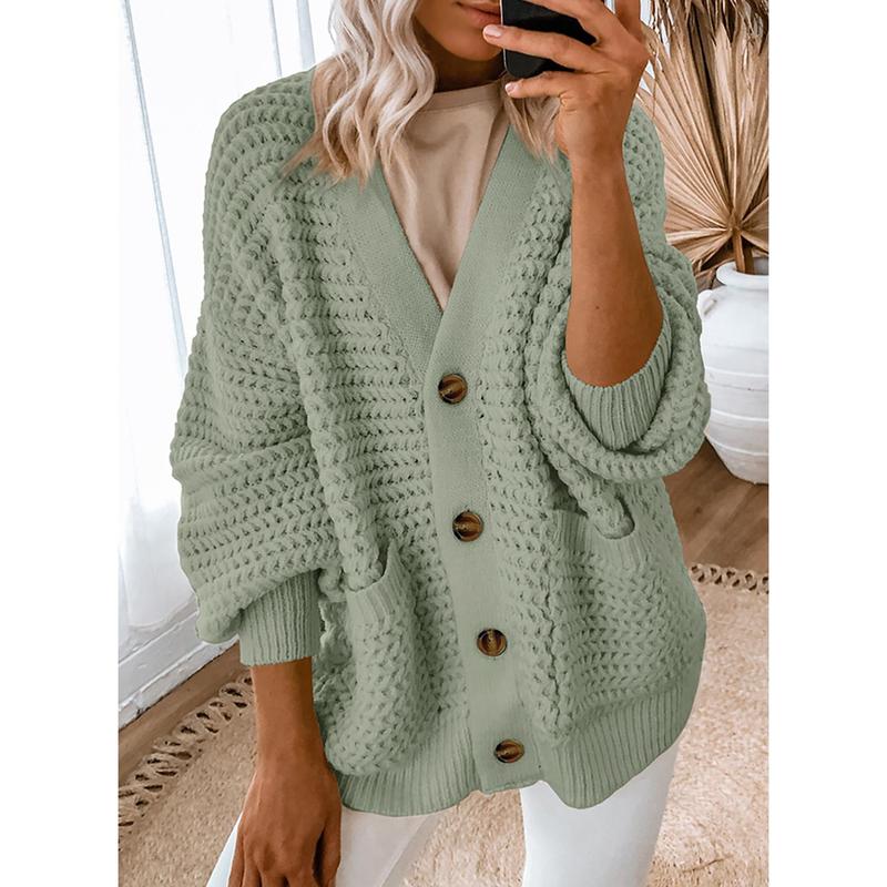 Dokotoo Women's 2024 Fashion Casual Open Front Long Sleeve Chunky Knit Cardigans Sweaters Outerwear Coats