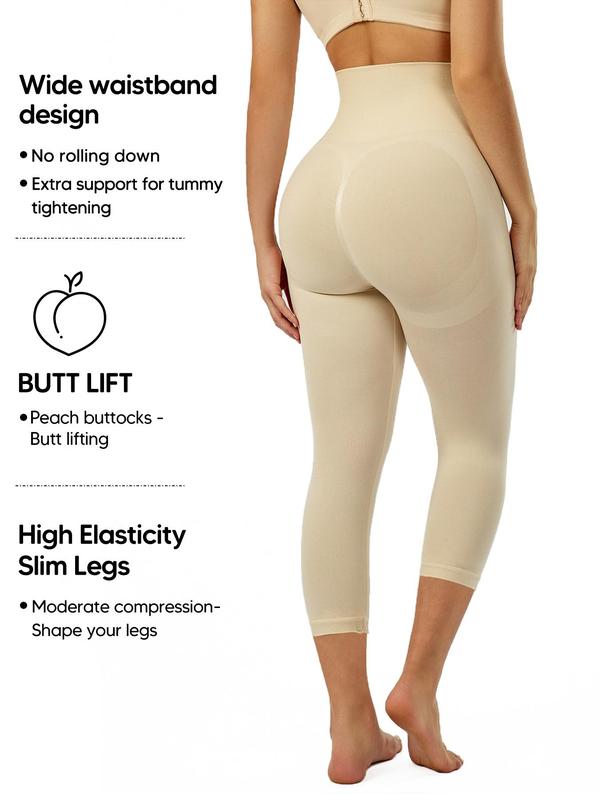 Women's High Waist Shapewear Leggings, Seamless Tummy Control Butt Lifting Capris Pants, Women's Summer Shapewear Bottoms