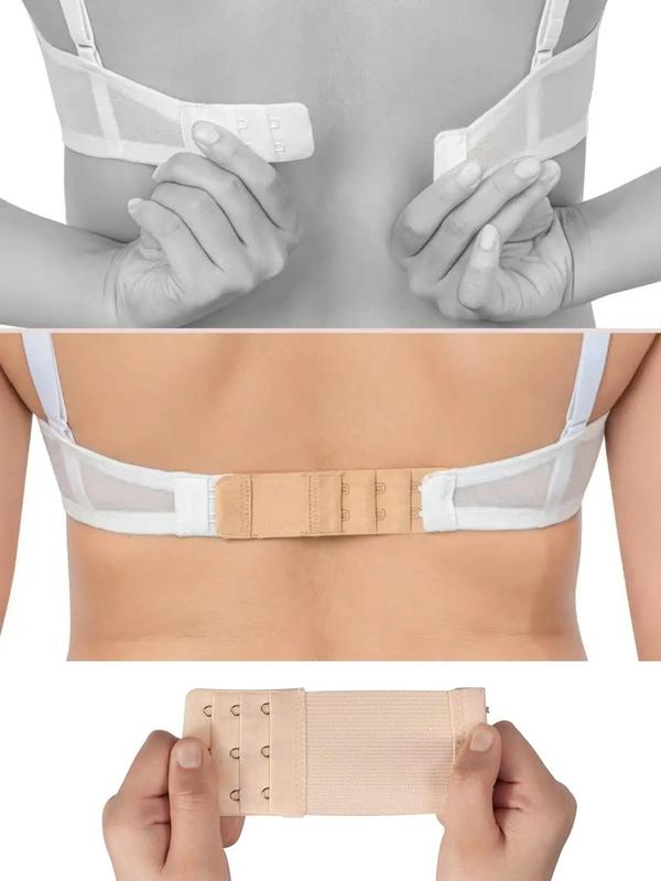 Women's 3pcs Plain Bra Extenders, 3 Rows 5 Hooks Bra Adjustable Extension Buckles, Bra Accessories for Daily Use