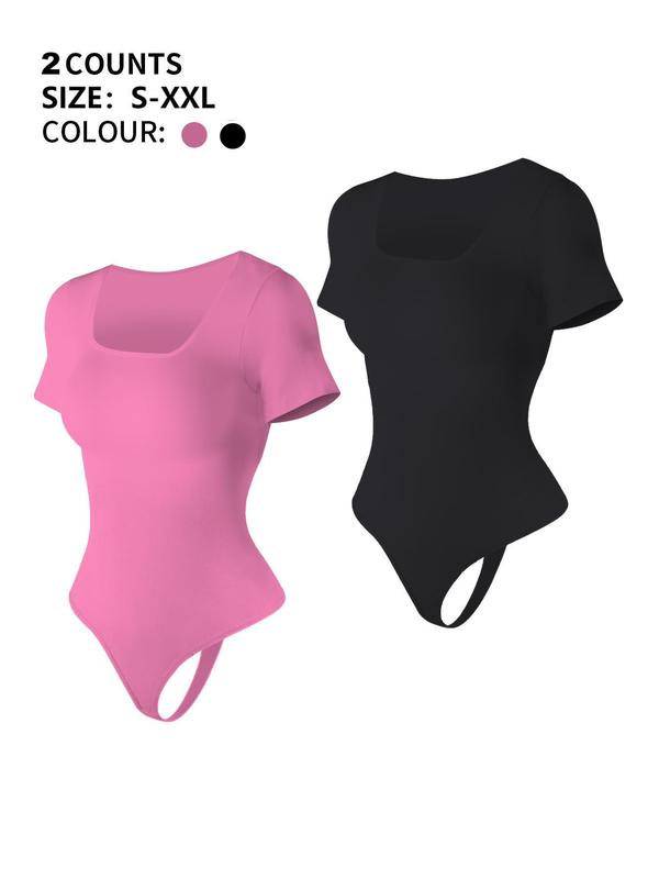 Women's Solid Square Neck Shapewear Bodysuit, Tummy Control Seamless Shaper, Ladies Shapewear for Daily Wear, Tummy Control Bodysuit