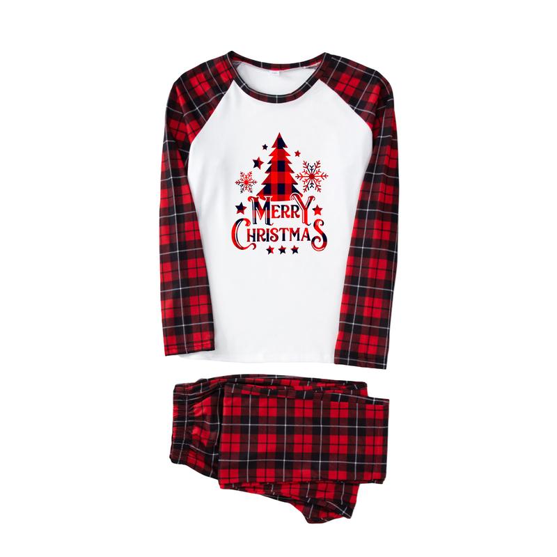 Christmas Pajamas for Family Matching Long Sleeve Snowflake Tree Print Tops Plaid Pants Set Holiday Xmas Jammies Sleepwear