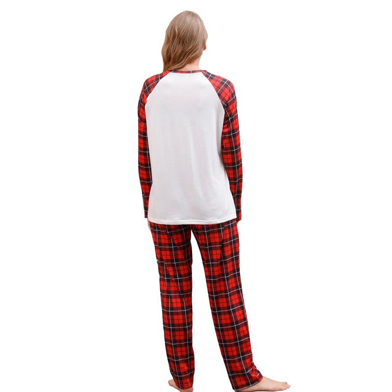 Christmas Pajamas for Family Matching Long Sleeve Snowflake Tree Print Tops Plaid Pants Set Holiday Xmas Jammies Sleepwear