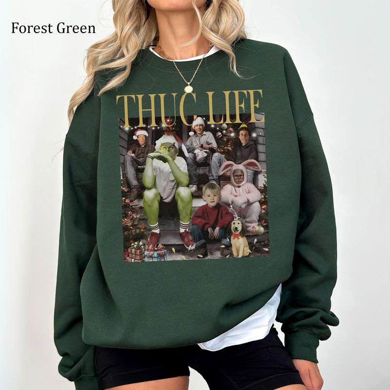 Thug Life Christmas Movie Sweatshirt, Christmas Friends Shirt, Christmas Sweatshirt, Youthful & Vibrant, Printed Womenswear