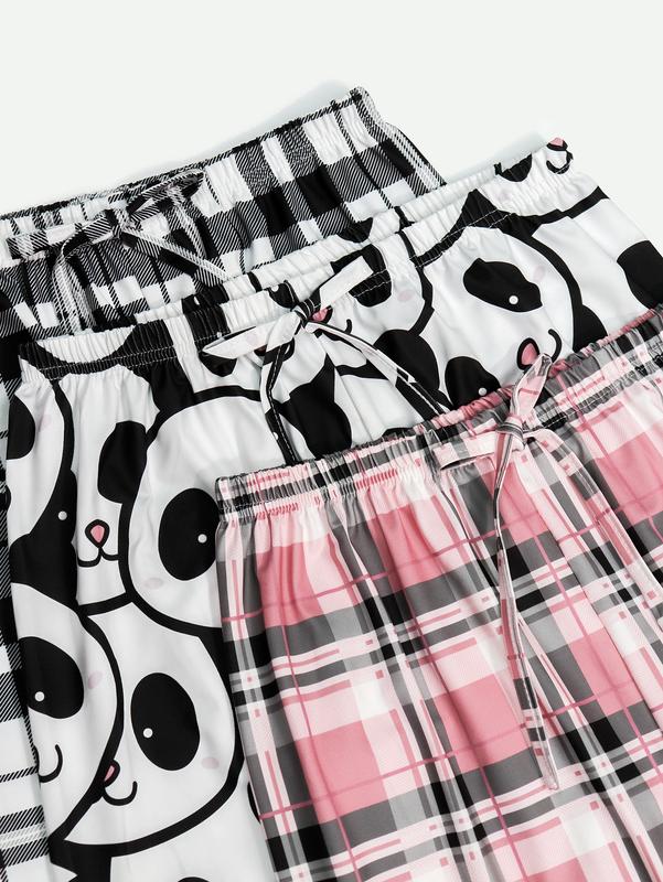 3pcs per pack cute printed fall outfits plaid christmas pajama pj sleeping pants lougewear for women pijamas para mujer Trouser Lady