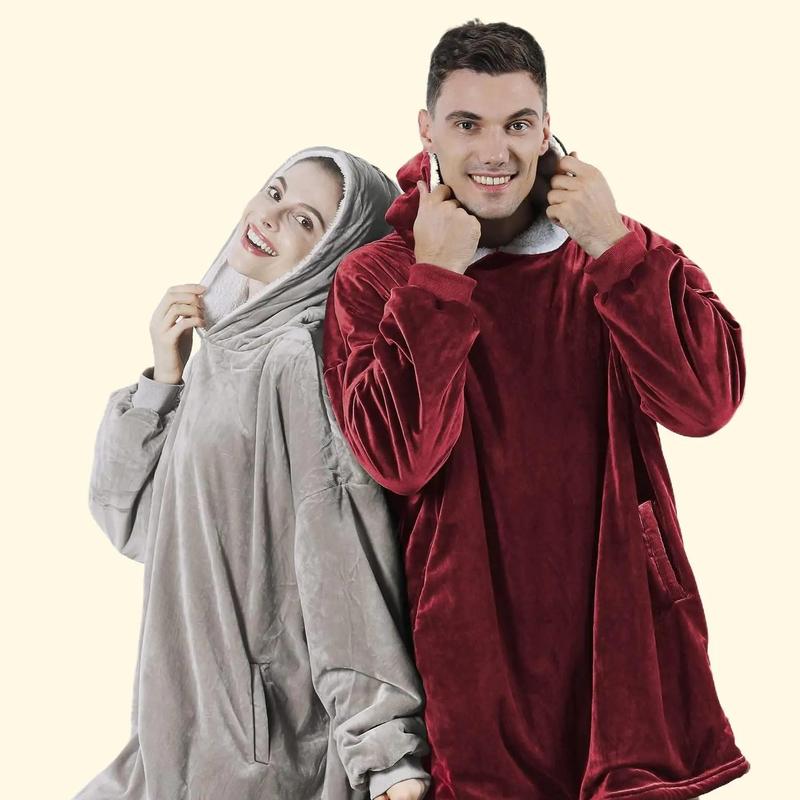 Black Friday Oversize Huggle Hoodie Blanket Hooded Sweatshirt Flannel Pajama Fall Winter Sweaters Comfort Loungewear Soft Garment Fall Winter Pullover For Family