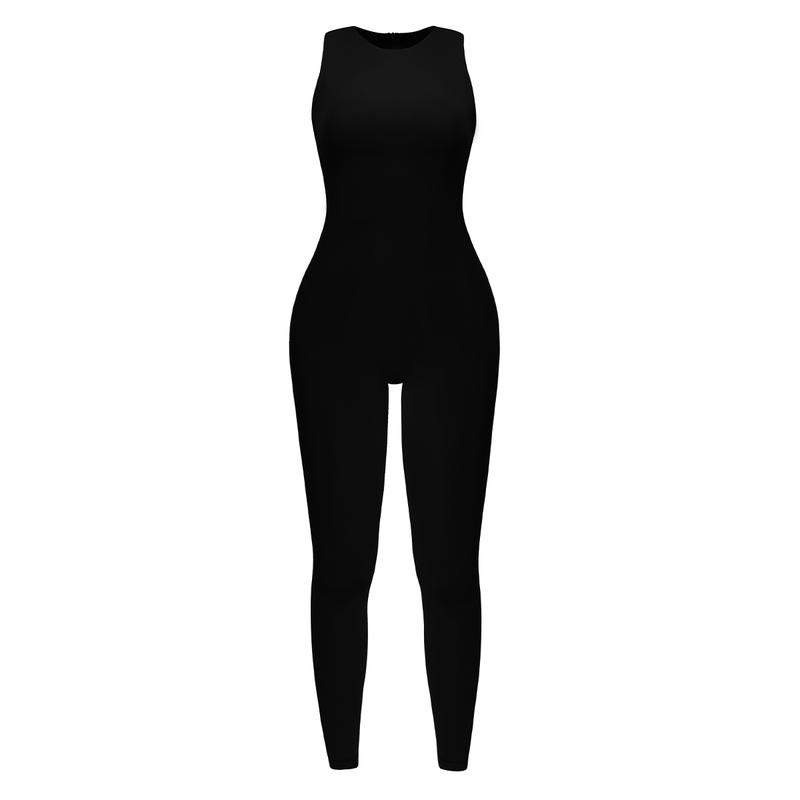 HYZ Women's Sexy Bodycon Round Neck Tank Top Going Out Daily One Piece Jumpsuit