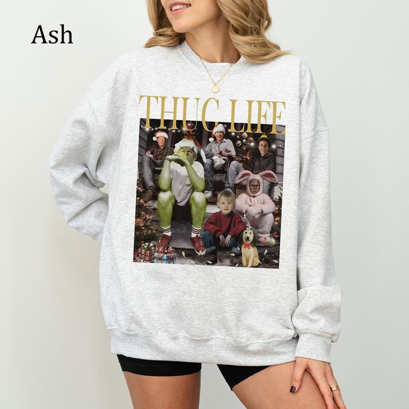 Thug Life Christmas Movie Sweatshirt, Christmas Friends Shirt, Christmas Sweatshirt, Youthful & Vibrant, Printed Womenswear