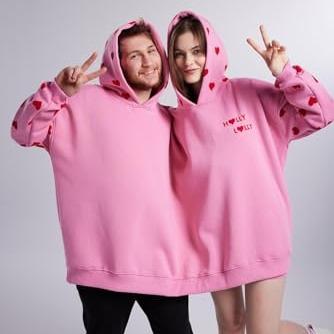 Couples double layer hoodies Couples sweaters Fun matching one-piece hoodies Harajuku Gothic street style Oversized double layer Gift Set Comfortable