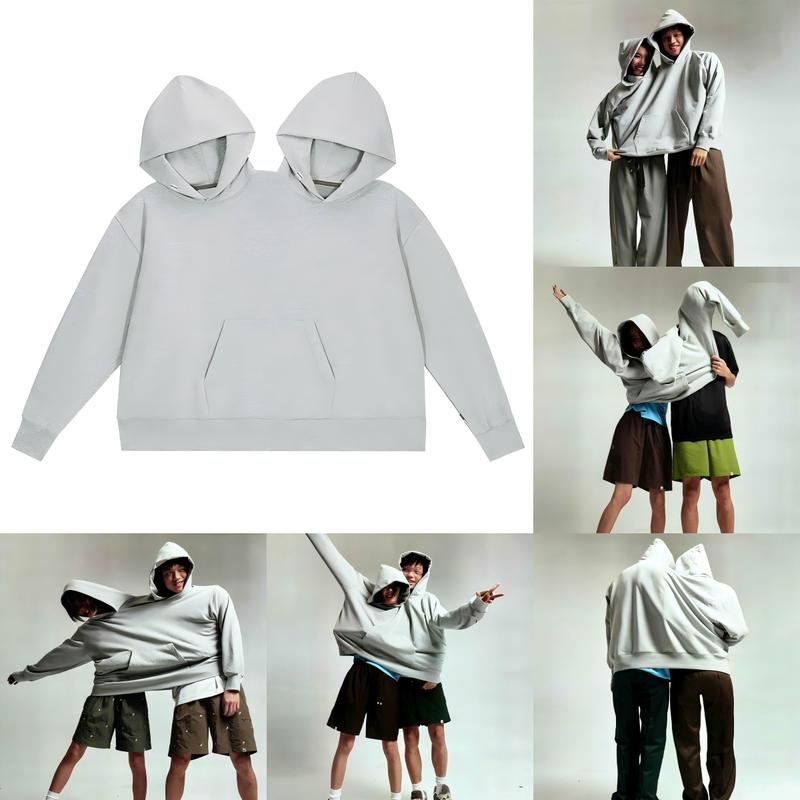 Couples double layer hoodies Couples sweaters Fun matching one-piece hoodies Harajuku Gothic street style Oversized double layer Gift Set Comfortable