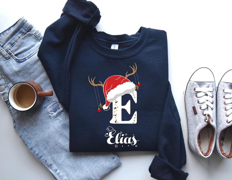 Personalized Couple Christmas Hoodie, Christmas Custom Name Sweatshirt, Personalized Christmas Family Shirt, Monogrammed Family Christmas Matching