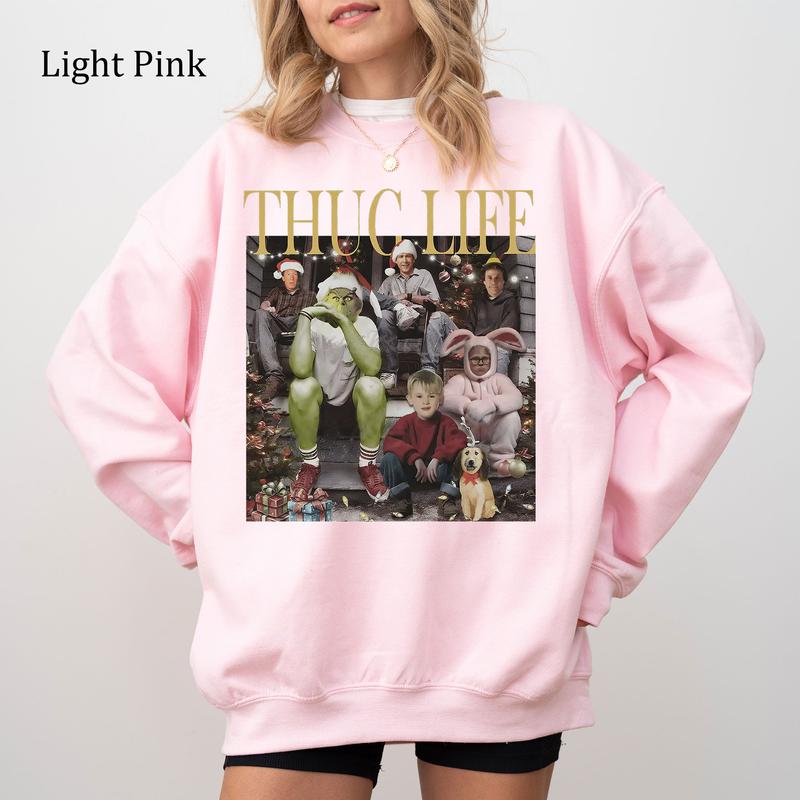 Thug Life Christmas Movie Sweatshirt, Christmas Friends Shirt, Christmas Sweatshirt, Youthful & Vibrant, Printed Womenswear