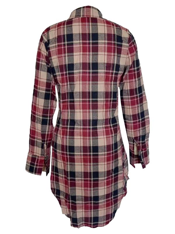 Women's Plaid Print Button Front Shirt Dress, Fall Outfits, Casual Drop Shoulder Long Sleeve Collared Short Dress for Fall, Women's Clothes for Daily Wear, Vintage Girly Clothes