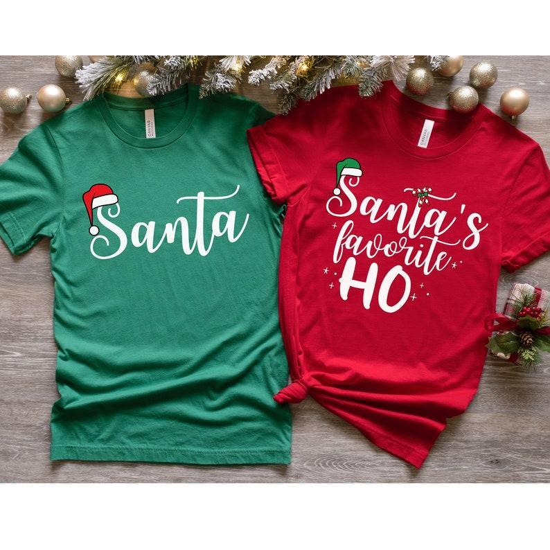 Santa's Favorite Ho Shirt Matching Christmas Pajamas For Couples Funny Christmas Couple Sweatshirt His and Hers Xmas Pjs Xmas Party Couple 4