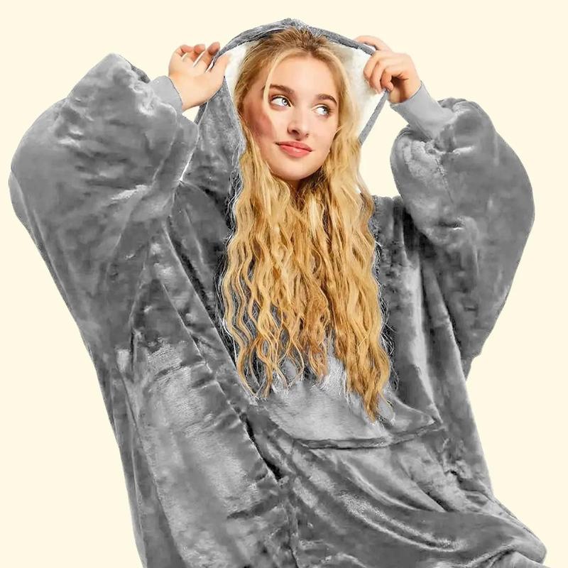 Black Friday Oversize Huggle Hoodie Blanket Hooded Sweatshirt Flannel Pajama Fall Winter Sweaters Comfort Loungewear Soft Garment Fall Winter Pullover For Family