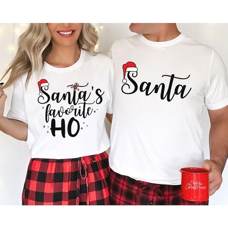 Santa's Favorite Ho Shirt Matching Christmas Pajamas For Couples Funny Christmas Couple Sweatshirt His and Hers Xmas Pjs Xmas Party Couple 4