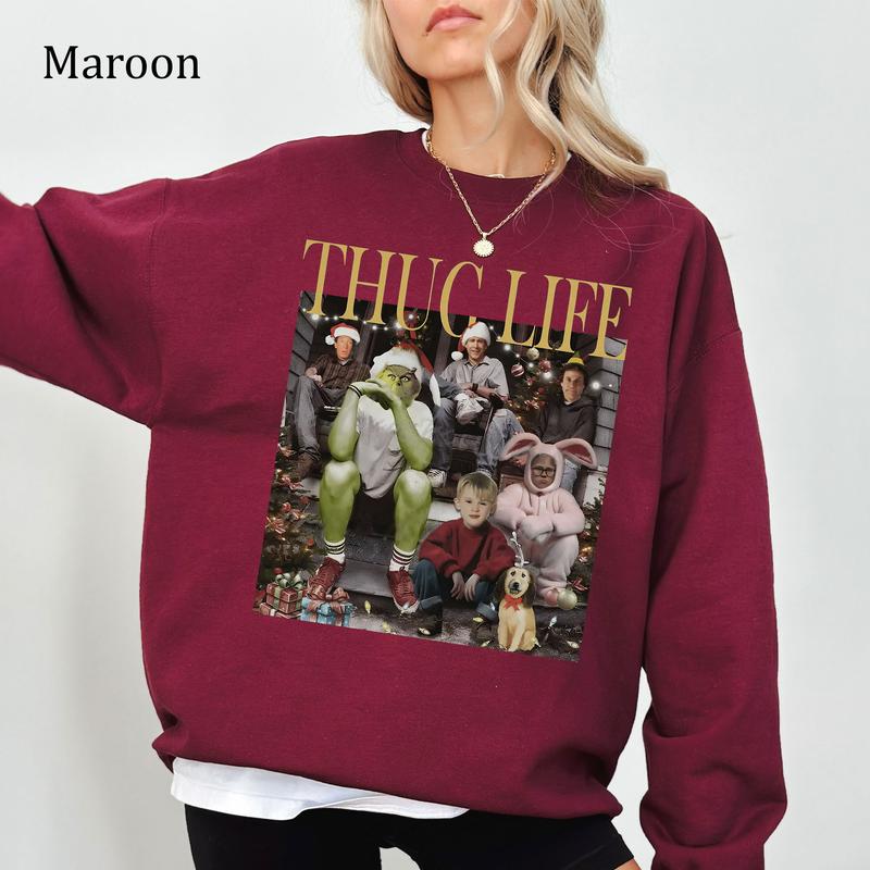 Thug Life Christmas Movie Sweatshirt, Christmas Friends Shirt, Christmas Sweatshirt, Youthful & Vibrant, Printed Womenswear