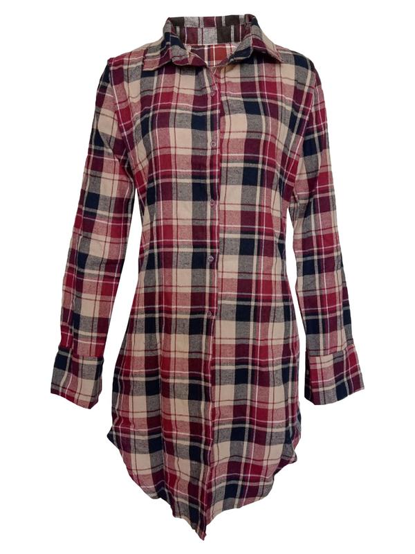 Women's Plaid Print Button Front Shirt Dress, Fall Outfits, Casual Drop Shoulder Long Sleeve Collared Short Dress for Fall, Women's Clothes for Daily Wear, Vintage Girly Clothes