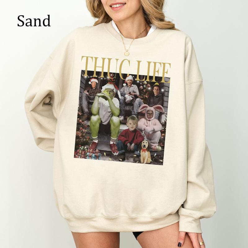 Thug Life Christmas Movie Sweatshirt, Christmas Friends Shirt, Christmas Sweatshirt, Youthful & Vibrant, Printed Womenswear