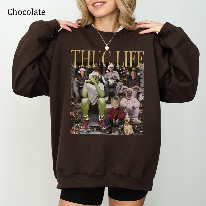 Thug Life Christmas Movie Sweatshirt, Christmas Friends Shirt, Christmas Sweatshirt, Youthful & Vibrant, Printed Womenswear