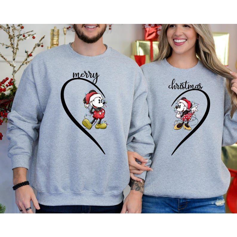 Mickey And Minnie Christmas Couple Merry Christmas Sweatshirt, Christmas Couple Matching, Funny Christmas Couples Sweater,Couples Sweatshirt, Couple Matching Sweatshirt, Hoodie