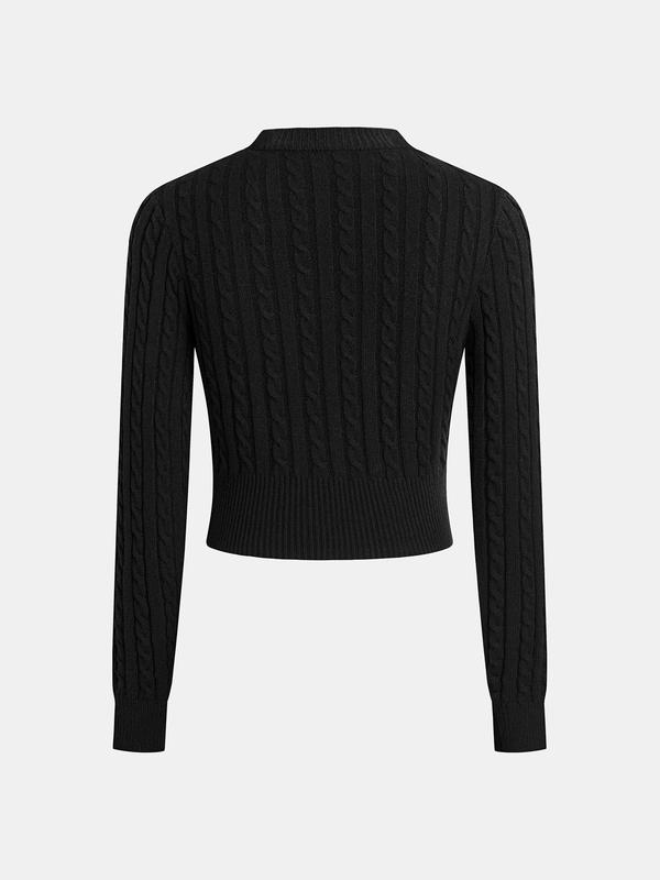 YOZY Black Friday Deals, Women's Solid Textured Long Sleeve Crew Neck Sweater, Casual Round Neck Jumper for Fall & Winter, Fashion Ladies' Knitwear for Daily Wear,,  Christmas 2024 Trend, Thanksgiving Clothes, Fall Clothes, Winter Clothes