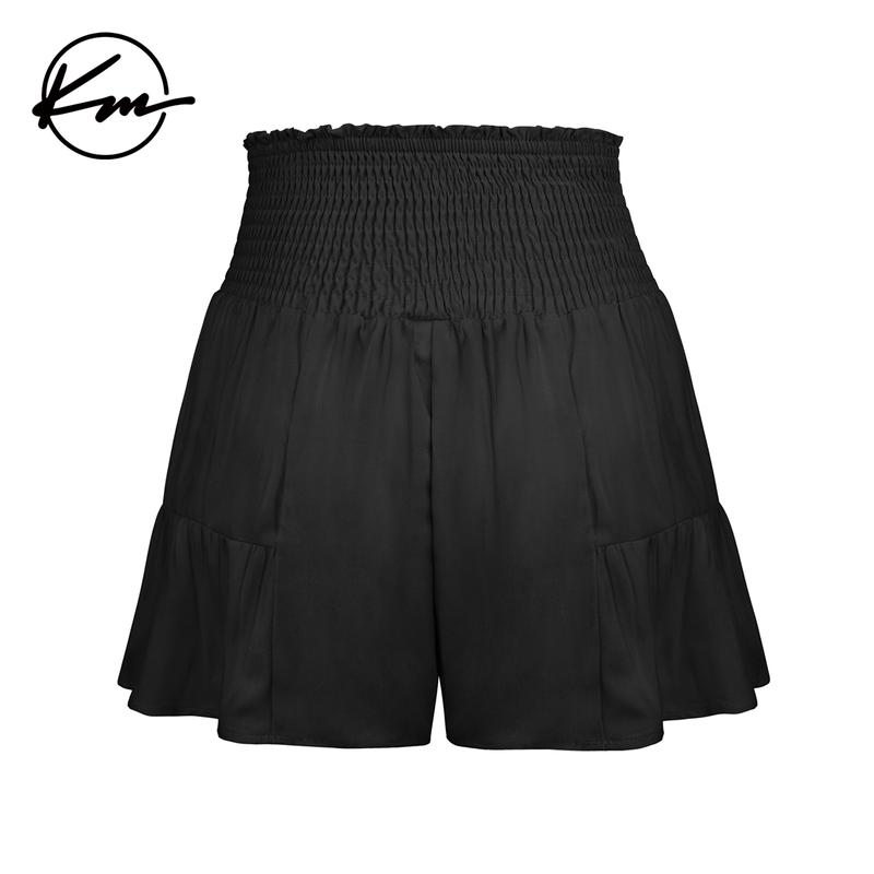 KatchMe Lovely Womenswear Solid Color High Waist Bow Tie Textured Shorts,Plain Versatile Summer Bottom,Comfort Casual High Stretch Ruched Loose Shorts