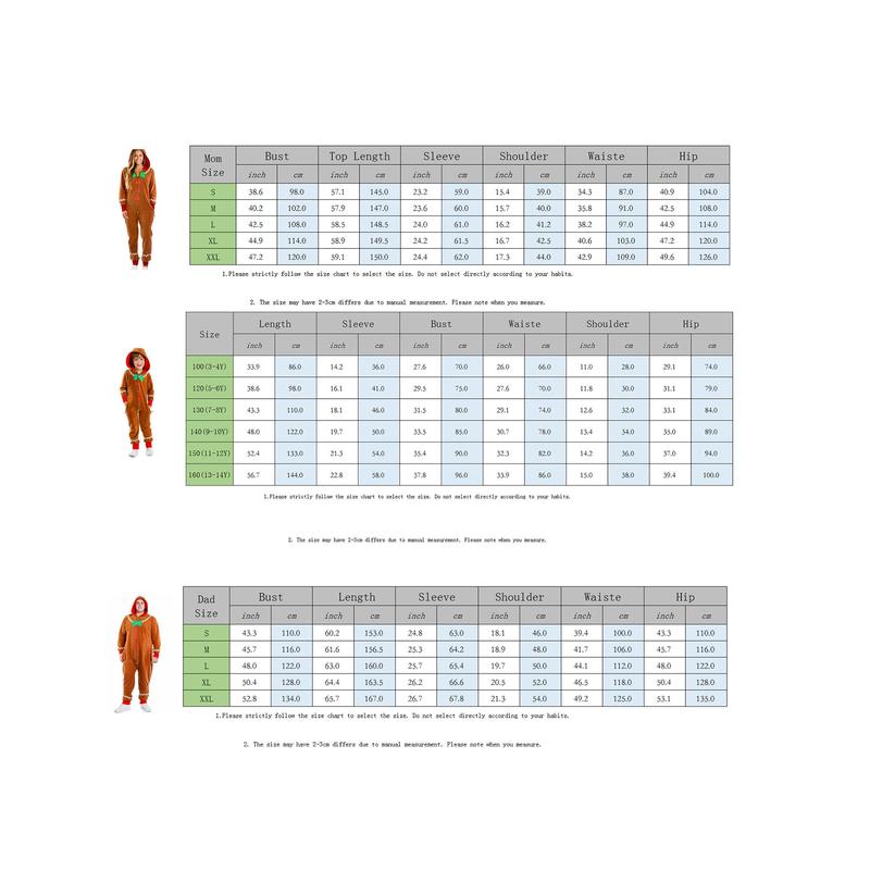 Adult Christmas Costume Gingerbread Family Outfit Long Sleeve Zipper Hooded Bodysuit Men and Women Party Role Play